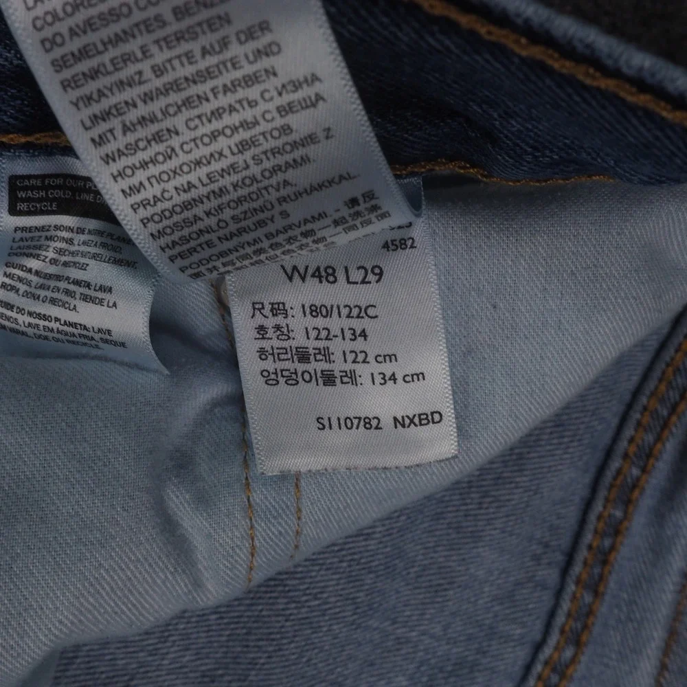 Levi's 550 Jeans Mens 48x29 Relaxed Fit Blue Solid Denim Casual Workwear Classic
